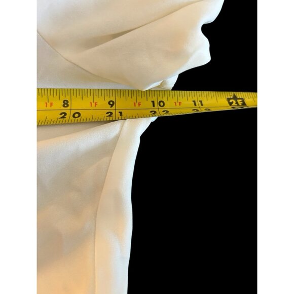 Chico's 1 Blouse Beige Cream Button Front Short Sleeve Blouse Mandarin Collar - Picture 8 of 13